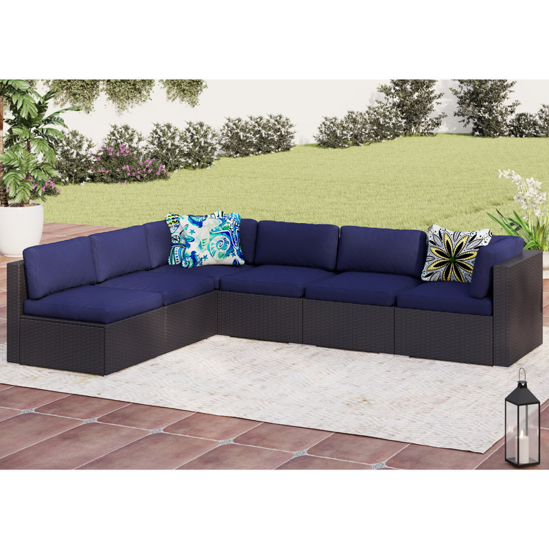 Lark Manor Mcgahan 110'' Wide Outdoor Wicker UShaped Patio Sectional